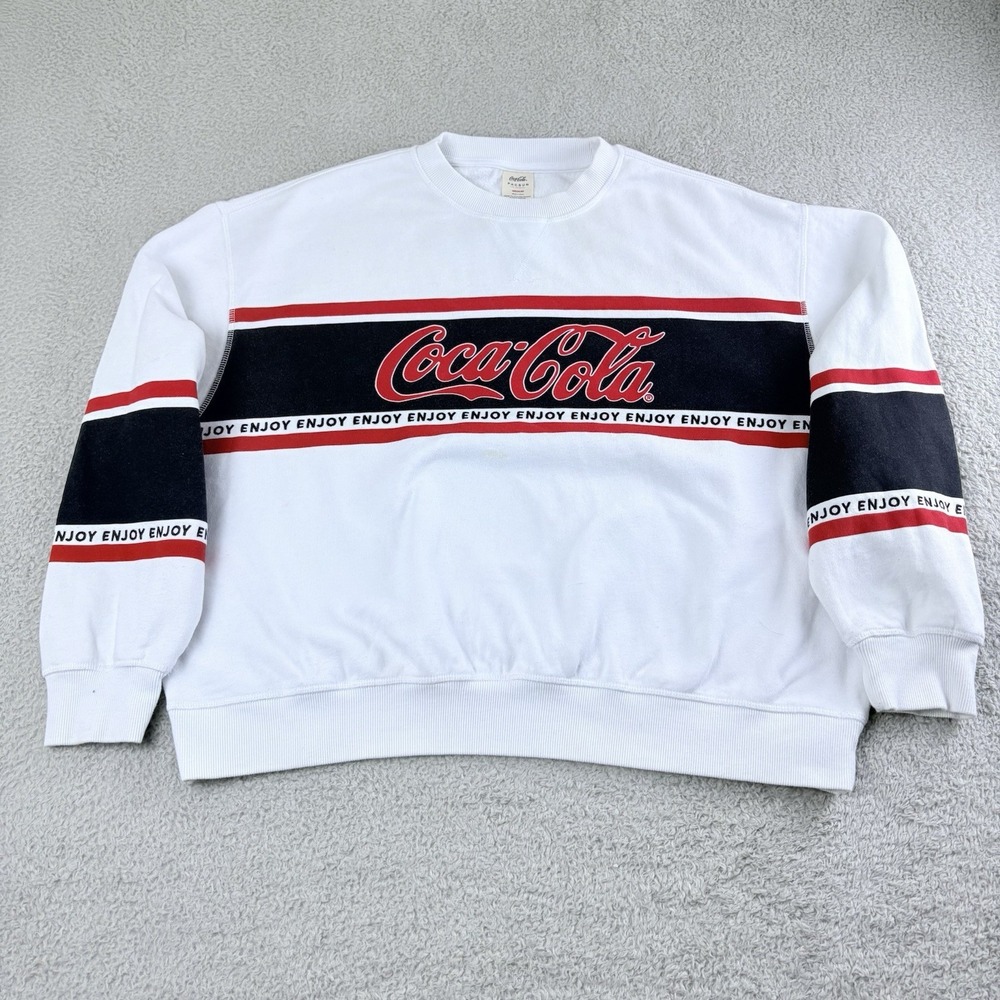 Coca Cola PacSun Crewneck Sweatshirt Mens Medium White Red Black Logo Y2K Style - Picture 6 of 14